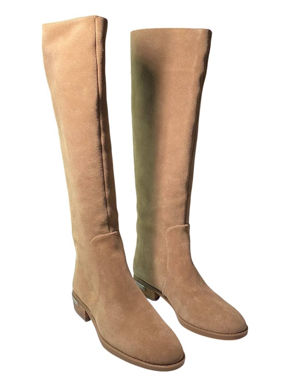 New Vince Camuto Tall Boots Size 8 Tan Suede Riding Boots Silver Studded